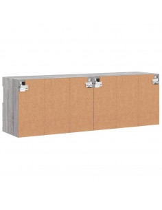 Mobili TV a Parete con Luci LED 2pz Grigio Sonoma 60x30x40 cm