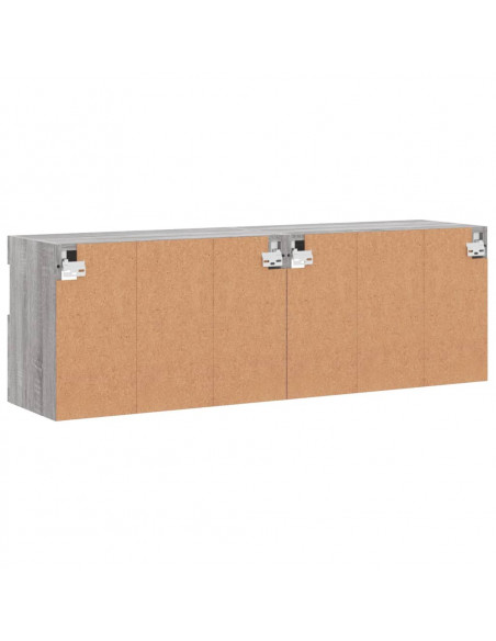 Mobili TV a Parete con Luci LED 2pz Grigio Sonoma 60x30x40 cm