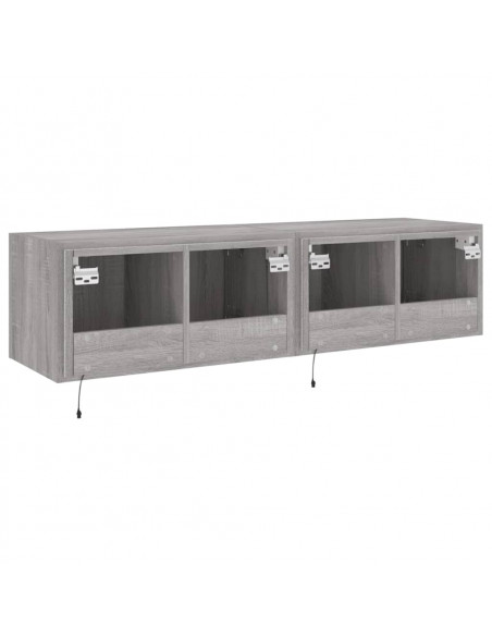Mobili TV a Parete con Luci LED 2pz Grigio Sonoma 60x35x31 cm