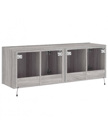 Mobili TV a Parete con Luci LED 2pz Grigio Sonoma 60x35x41 cm
