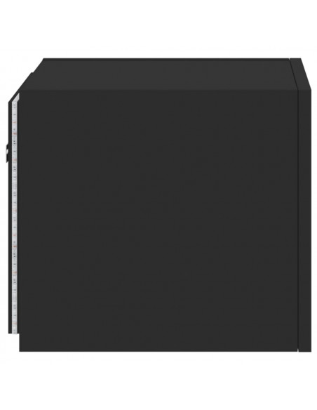 Mobili TV a Parete con Luci LED 2pz Neri 30,5x35x30 cm
