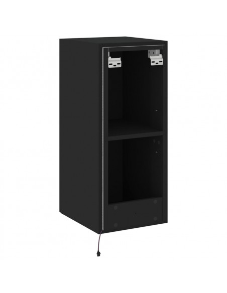 Mobili TV a Parete con Luci LED 2pz Neri 30,5x35x70 cm
