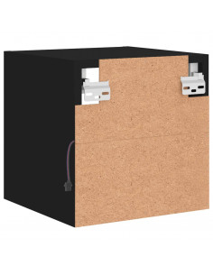 Mobili TV a Parete con Luci LED 2pz Neri 30x28,5x30 cm