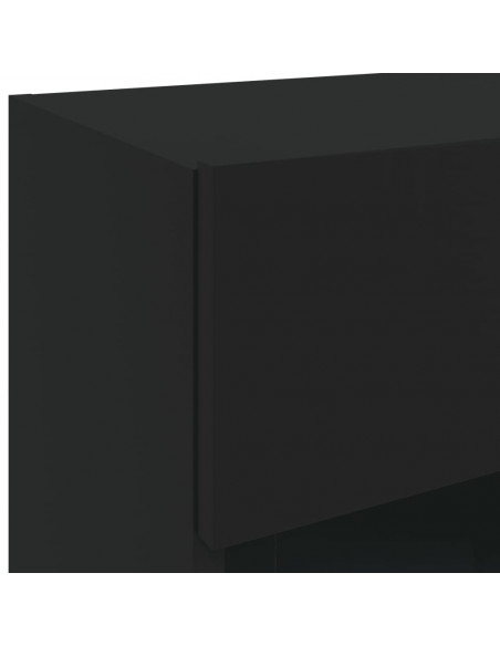 Mobili TV a Parete con Luci LED 2pz Neri 40x30x60,5 cm