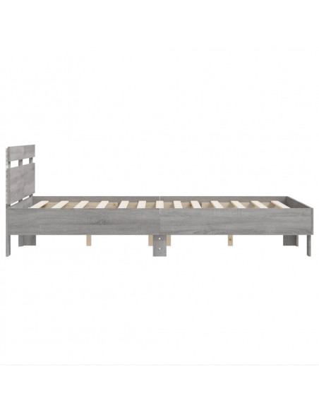 Giroletto con Testiera e LED Grigio Sonoma 120x190 cm