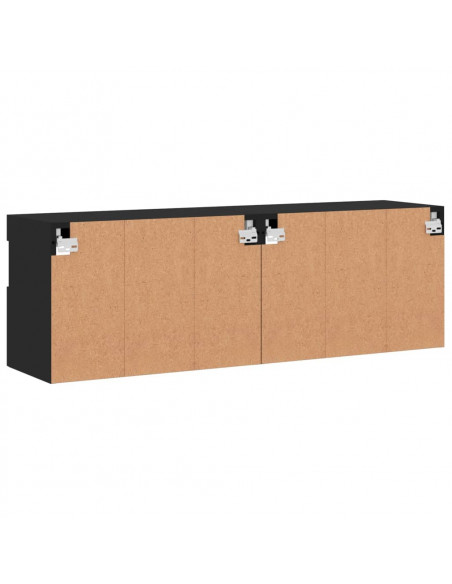 Mobili TV a Parete con Luci LED 2pz Neri 60x30x40 cm