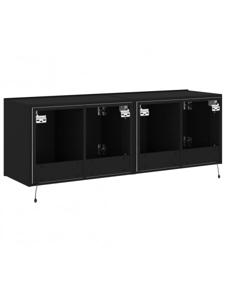 Mobili TV a Parete con Luci LED 2pz Neri 60x35x41 cm