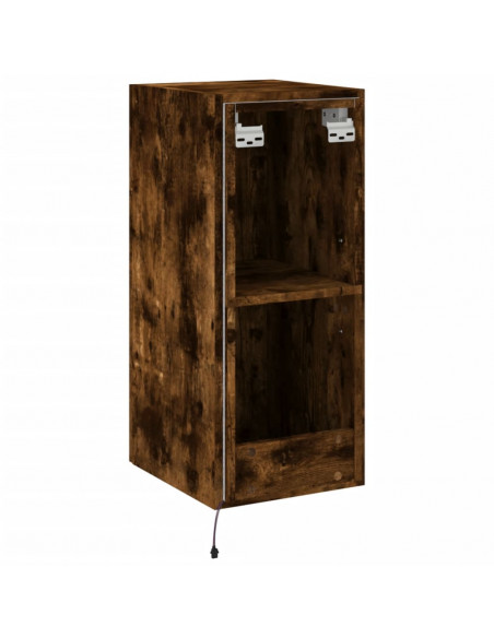 Mobili TV a Parete con Luci LED 2pz Rovere Fumo 30,5x35x70 cm