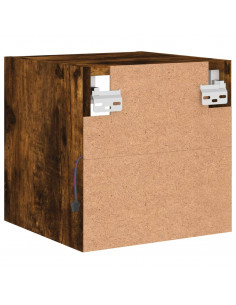 Mobili TV a Parete con Luci LED 2pz Rovere Fumo 30x28,5x30 cm