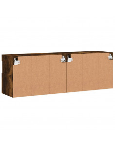 Mobili TV a Parete con Luci LED 2pz Rovere Fumo 60x30x40 cm