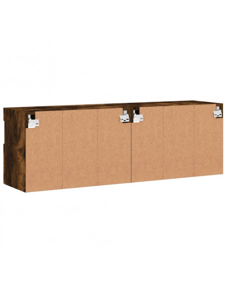 Mobili TV a Parete con Luci LED 2pz Rovere Fumo 60x30x40 cm