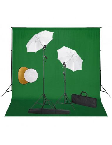 Kit Studio Fotografico con Luci Ombrelli Fondale e Riflettore
