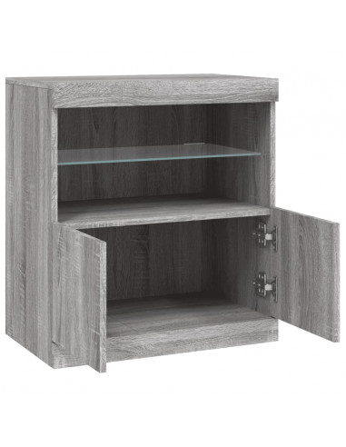 Credenza con Luci LED Grigio Sonoma 60,5x37x67 cm