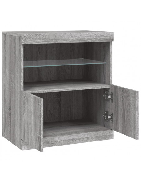 Credenza con Luci LED Grigio Sonoma 60,5x37x67 cm