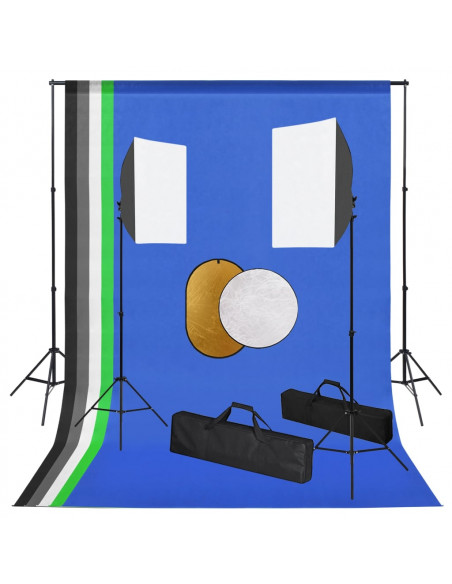 Kit per Studio Fotografico con Set Luci, Fondale e Riflettore