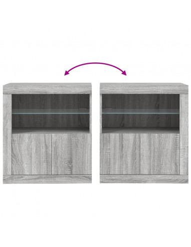 Credenza con Luci LED Grigio Sonoma 60,5x37x67 cm