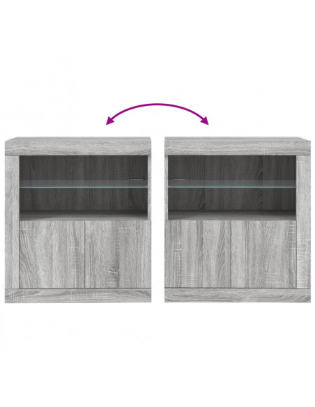 Credenza con Luci LED Grigio Sonoma 60,5x37x67 cm
