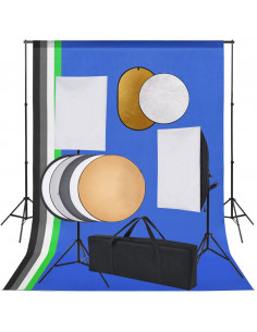 Kit Studio Fotografico con Luci Softbox Fondale e Riflettore 2