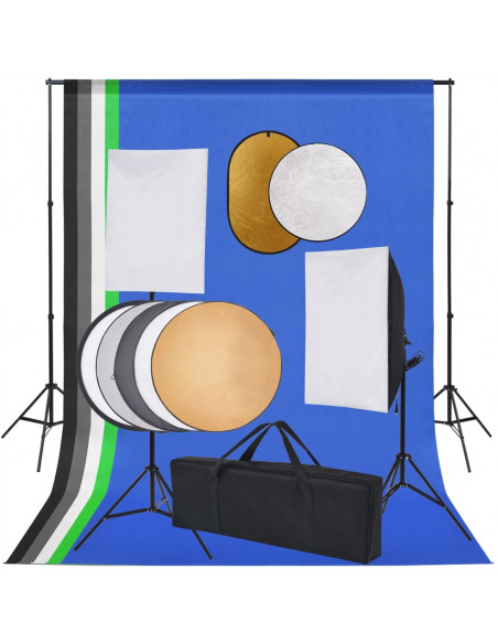 Kit Studio Fotografico con Luci Softbox Fondale e Riflettore