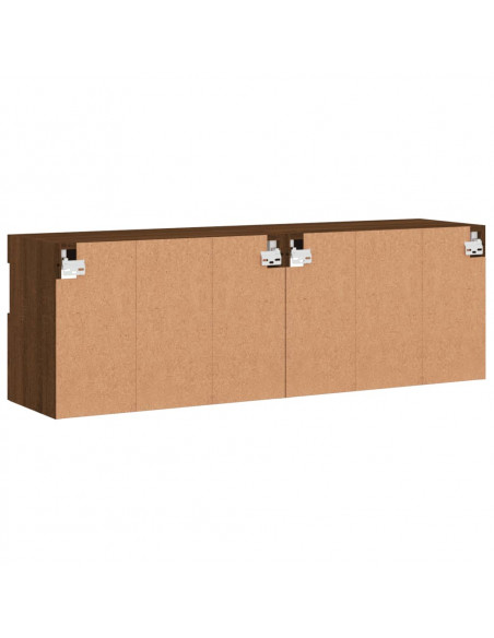 Mobili TV a Parete con Luci LED 2pz Rovere Marrone 60x30x40 cm