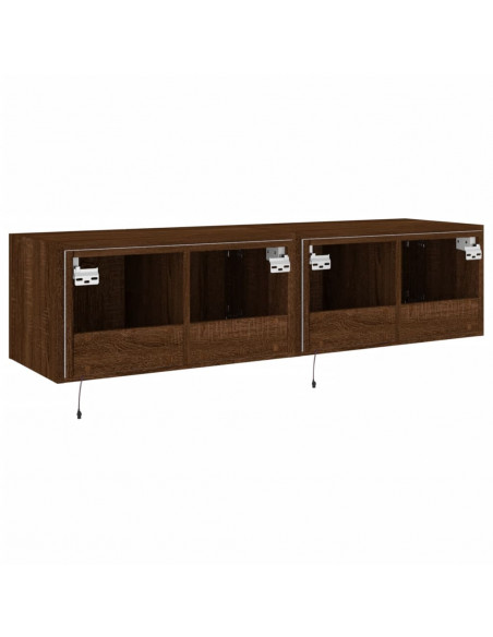 Mobili TV a Parete con Luci LED 2pz Rovere Marrone 60x35x31 cm