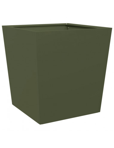 Fioriere da Giardino 2 pz Verde Oliva 50x50x50 cm in Acciaio