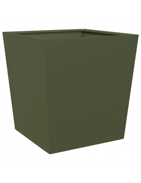 Fioriere da Giardino 2 pz Verde Oliva 50x50x50 cm in Acciaio