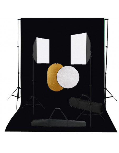 Kit per Studio Fotografico con Set Luci, Fondale e Riflettore