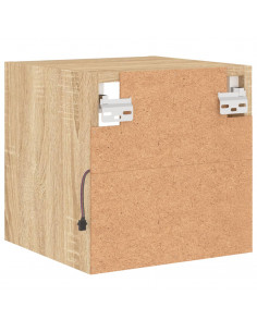 Mobili TV a Parete con Luci LED 2pz Rovere Sonoma 30x28,5x30 cm