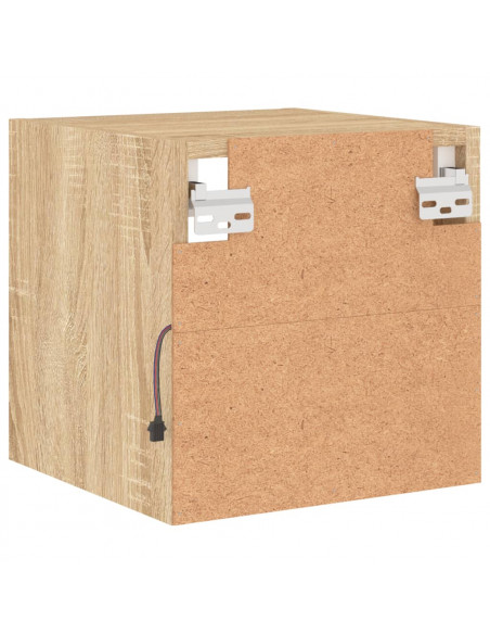 Mobili TV a Parete con Luci LED 2pz Rovere Sonoma 30x28,5x30 cm