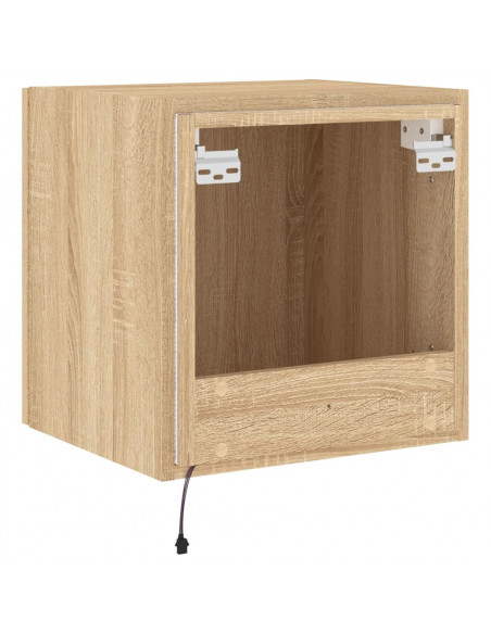Mobili TV a Parete con Luci LED 2pz Rovere Sonoma 40,5x35x40 cm