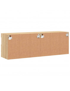 Mobili TV a Parete con Luci LED 2pz Rovere Sonoma 60x30x40 cm