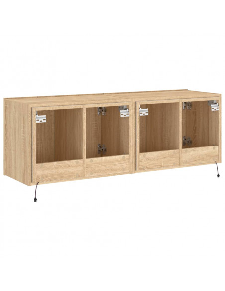 Mobili TV a Parete con Luci LED 2pz Rovere Sonoma 60x35x41 cm