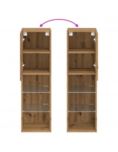 Mobili TV con Luci LED 2 pz Rovere Artigianale 30,5x30x102 cm