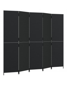 Divisorio per Ambienti a 5 Pannelli Nero in Polyrattan 2