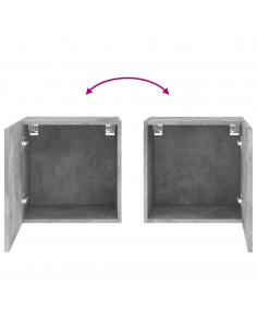 Mobili TV Muro 2pz Grigio Cemento 40,5x30x40 Legno Multistrato