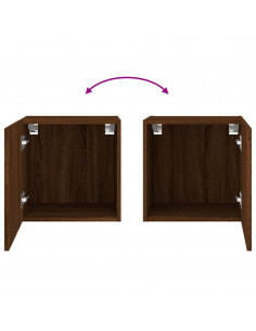 Mobili TV Muro 2pz Rovere Marrone 40,5x30x40 Legno Multistrato