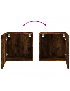 Mobili TV Parete 2pz Rovere Fumo 40,5x30x40cm Legno Multistrato