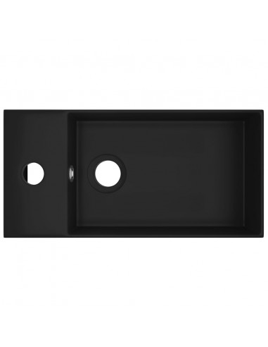 Lavandino con Troppopieno in Ceramica Nero Opaco