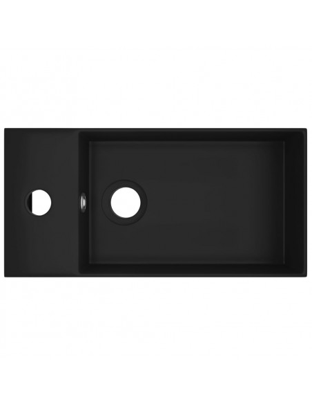 Lavandino con Troppopieno in Ceramica Nero Opaco