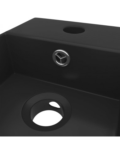 Lavandino con Troppopieno in Ceramica Nero Opaco