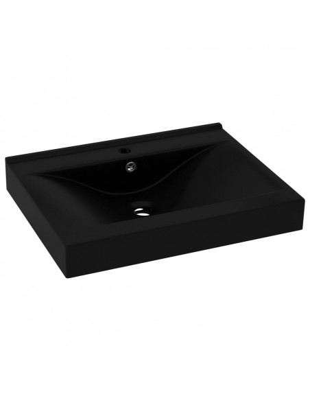 Lavandino con Foro Rubinetto Nero Opaco 60x46 cm in Ceramica