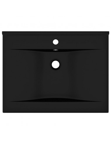 Lavandino con Foro Rubinetto Nero Opaco 60x46 cm in Ceramica