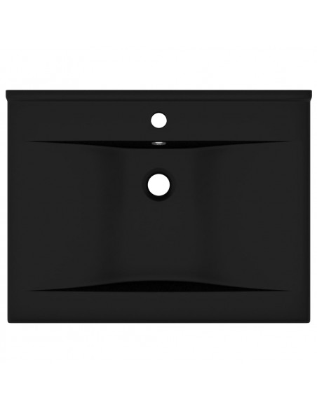 Lavandino con Foro Rubinetto Nero Opaco 60x46 cm in Ceramica