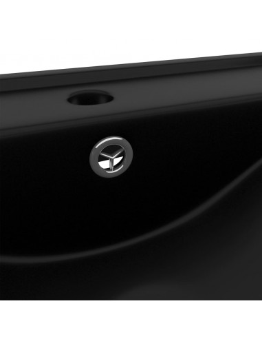 Lavandino con Foro Rubinetto Nero Opaco 60x46 cm in Ceramica