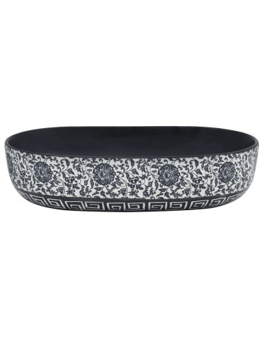 Lavabo da Appoggio Nero e Blu Ovale 59x40x14 cm Ceramica