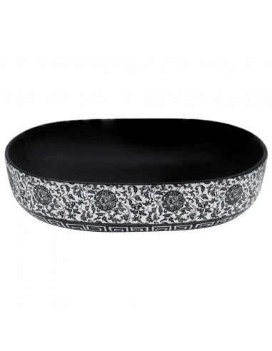 Lavabo da Appoggio Nero e Blu Ovale 59x40x14 cm Ceramica
