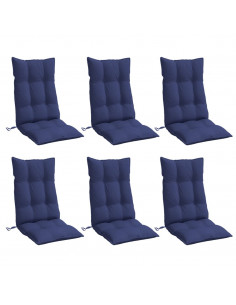 Cuscini Sedia con Schienale Alto 6 pz Blu Marino Tessuto Oxford 2