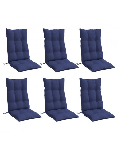 Cuscini Sedia con Schienale Alto 6 pz Blu Marino Tessuto Oxford