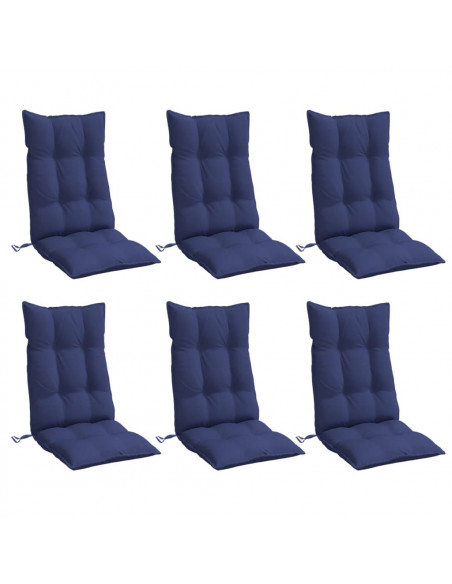 Cuscini Sedia con Schienale Alto 6 pz Blu Marino Tessuto Oxford